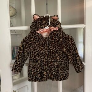 Leopard Print Faux Fur Jacket with Ears